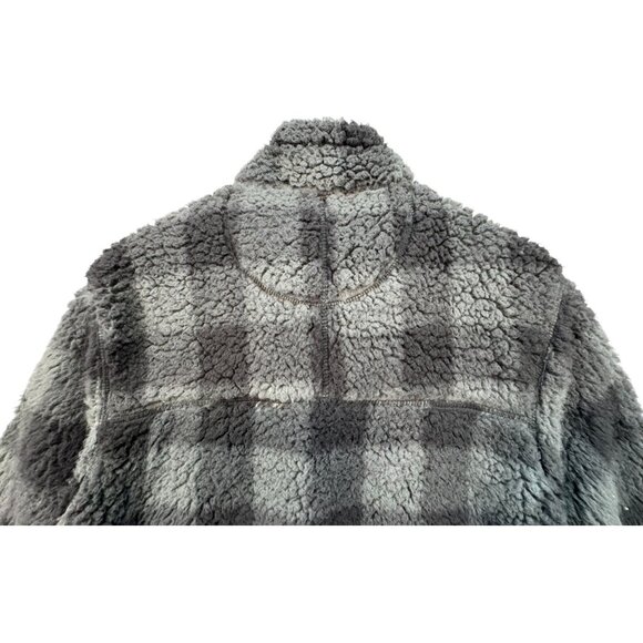 Alpine Sherpa Mens Pullover Fleece Small 1 Plaid Gray & Black Soft - Picture 12 of 12